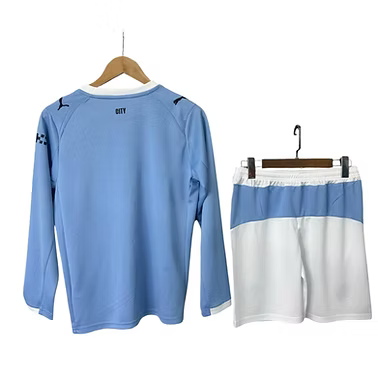 Manchester City LS Home Kids Kit 2025/2026 - Retro Shirt Stories