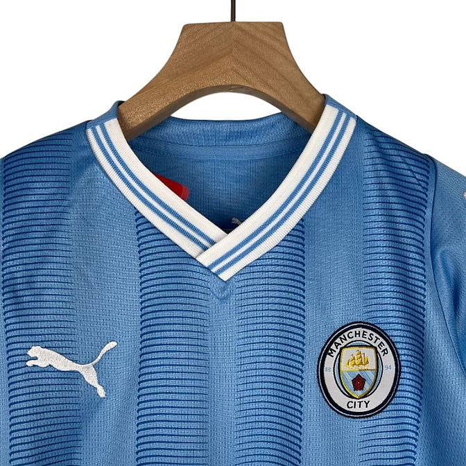 Manchester City Home Kids Kit 2023/2024 - Retro Shirt Stories