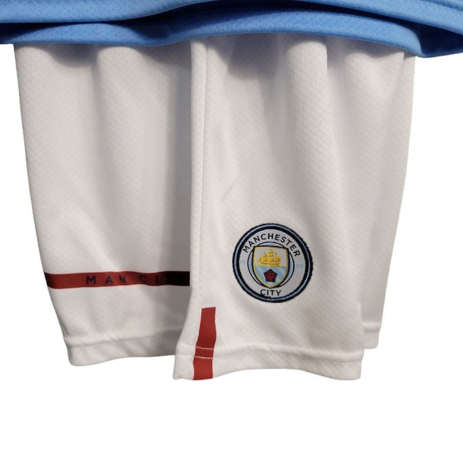 Manchester City Home Kids Kit 2022/2023 - Retro Shirt Stories