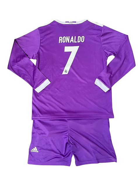 Retro Real Madrid LS Away Kids Kit 2016/2017 - Retro Shirt Stories