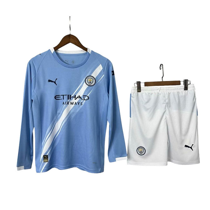 Manchester City LS Home Kids Kit 2025/2026 - Retro Shirt Stories