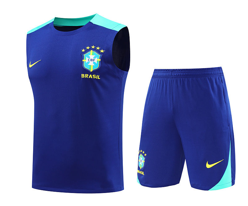 Brazil 2024/2025 Training Vest Kit Navy - Retro Shirt Stories