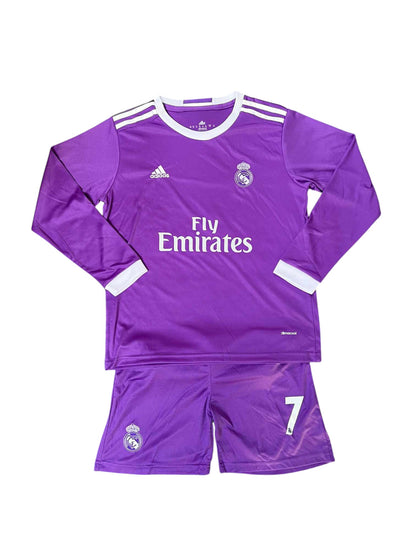 Retro Real Madrid LS Away Kids Kit 2016/2017 - Retro Shirt Stories