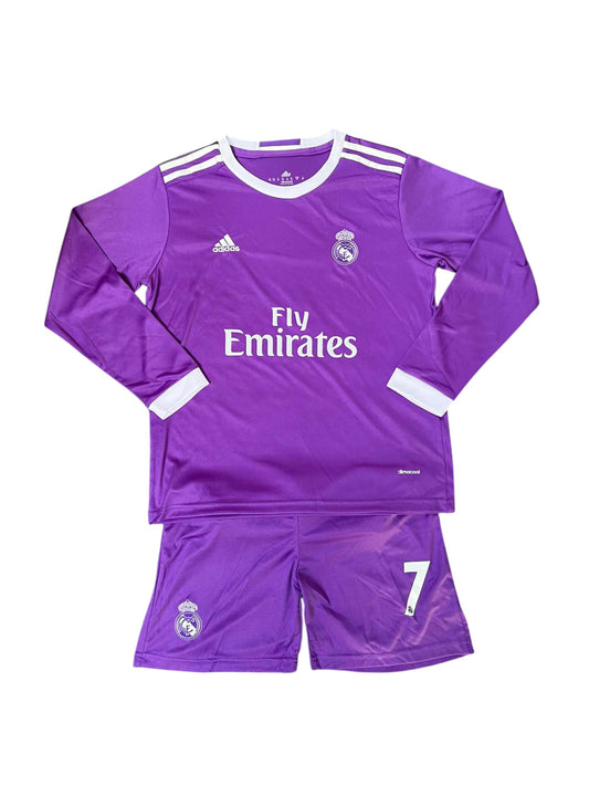 Retro Real Madrid LS Away Kids Kit 2016/2017 - Retro Shirt Stories