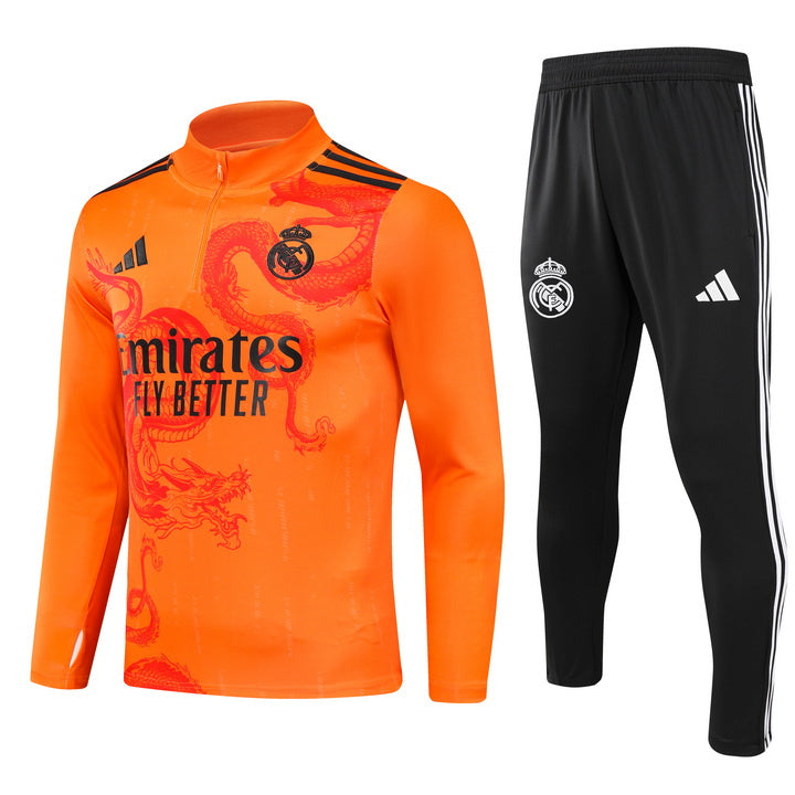 Real Madrid Half Zip 2024/2025 Training Kit Orange - Retro Shirt Stories