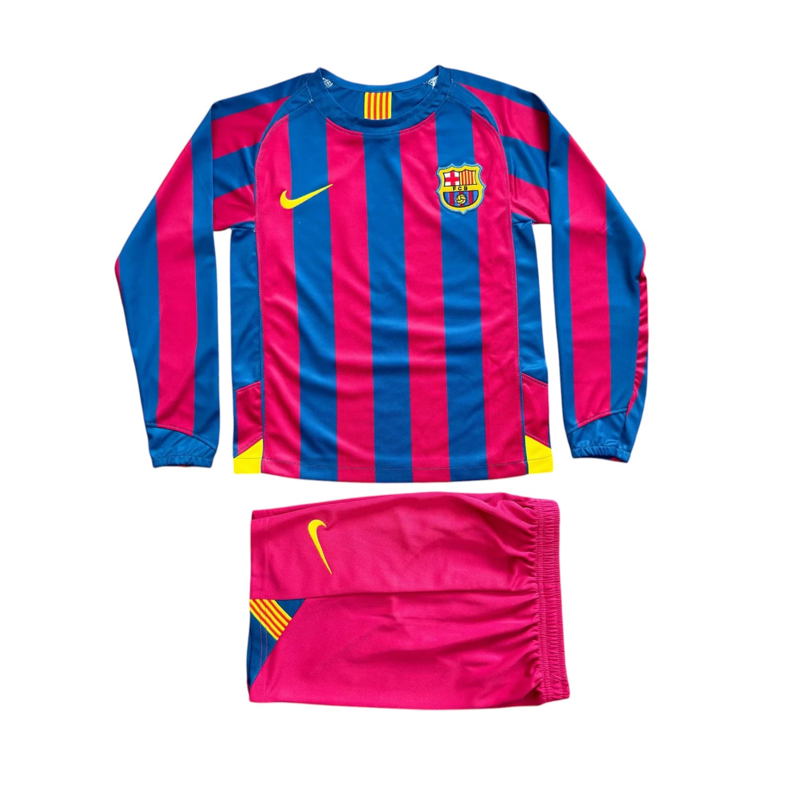 Retro Barcelona LS Home Kids Kit 2005/2006 - Retro Shirt Stories