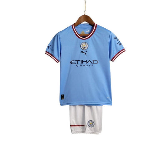 Manchester City Home Kids Kit 2022/2023 - Retro Shirt Stories
