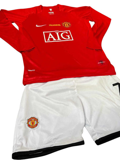 Retro Manchester United LS Home Kids Kit 2007/2008 - Retro Shirt Stories