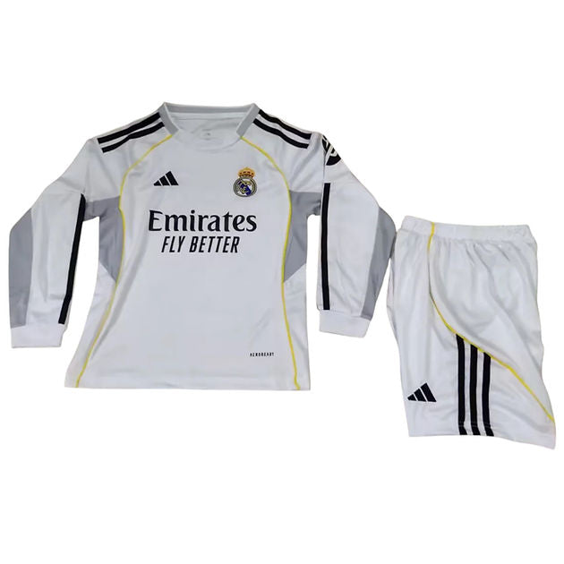 Real Madrid LS Home Kids Kit 2025/2026 - Retro Shirt Stories