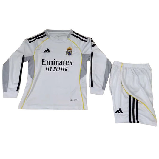 Real Madrid LS Home Kids Kit 2025/2026 - Retro Shirt Stories