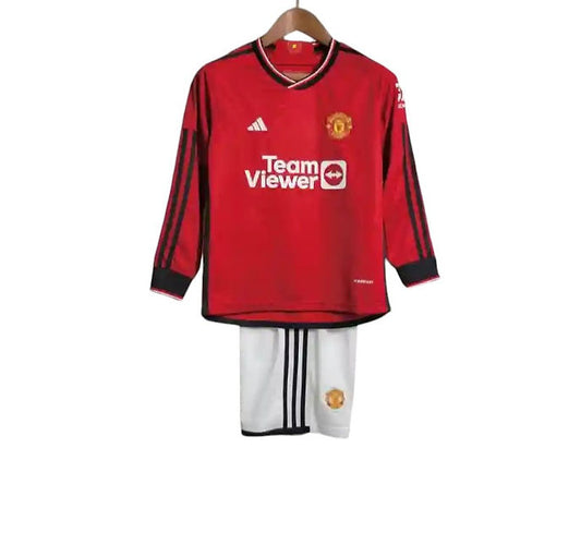 Manchester United LS Home Kids Kit 2023/2024 - Retro Shirt Stories