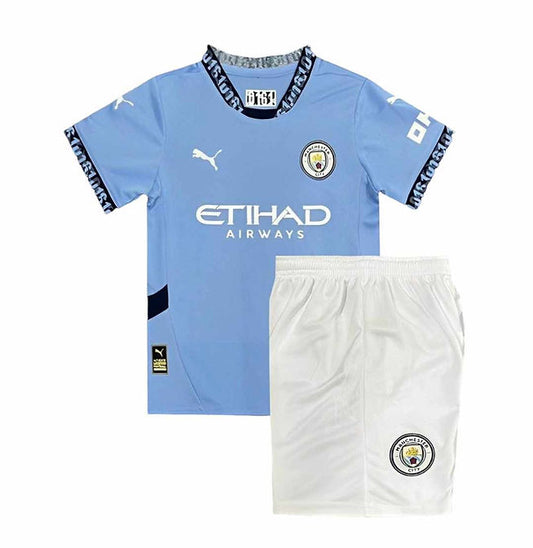 Manchester City Home Kids Kit 2024/2025 - Retro Shirt Stories