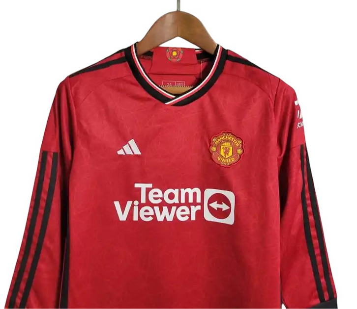Manchester United LS Home Kids Kit 2023/2024 - Retro Shirt Stories