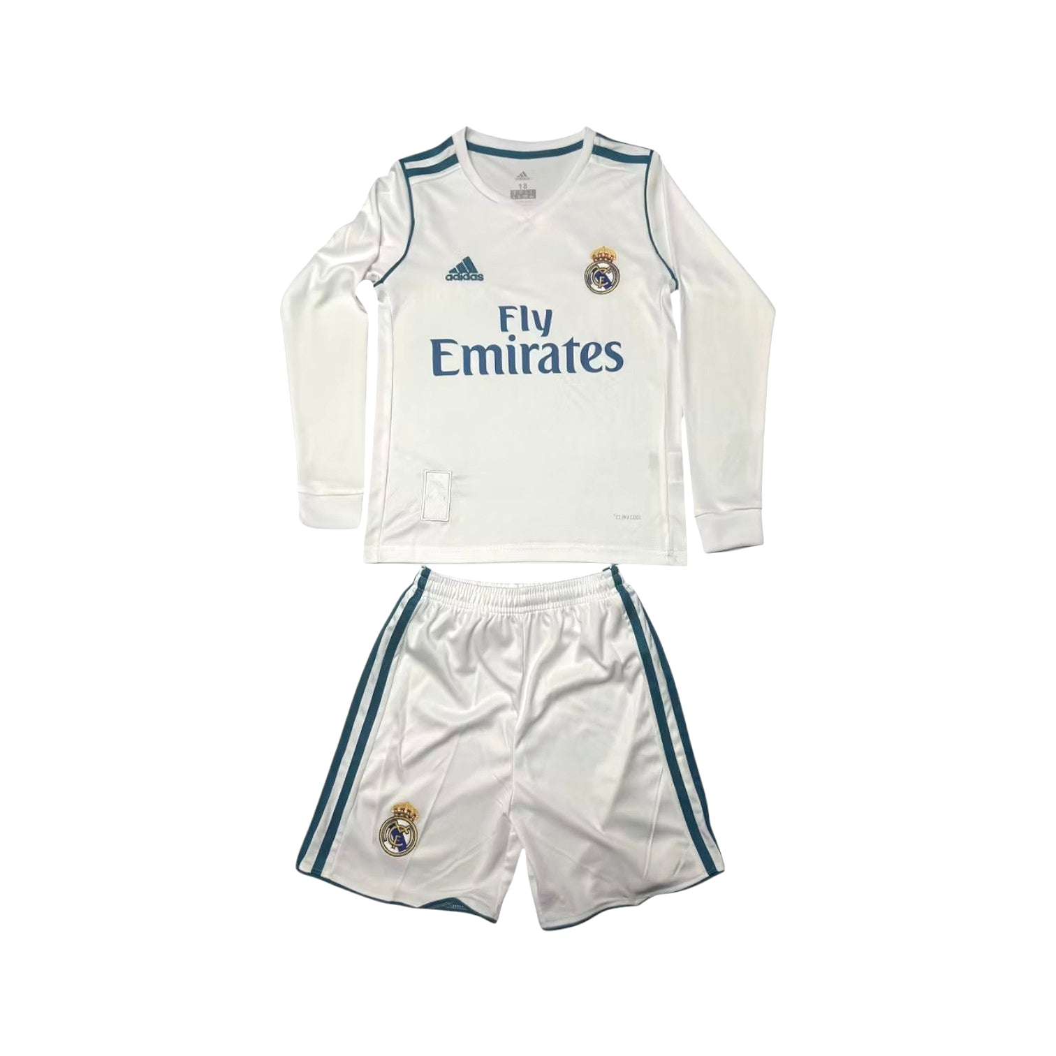 Retro Real Madrid LS Home Kids Kit 2017/2018 - Retro Shirt Stories