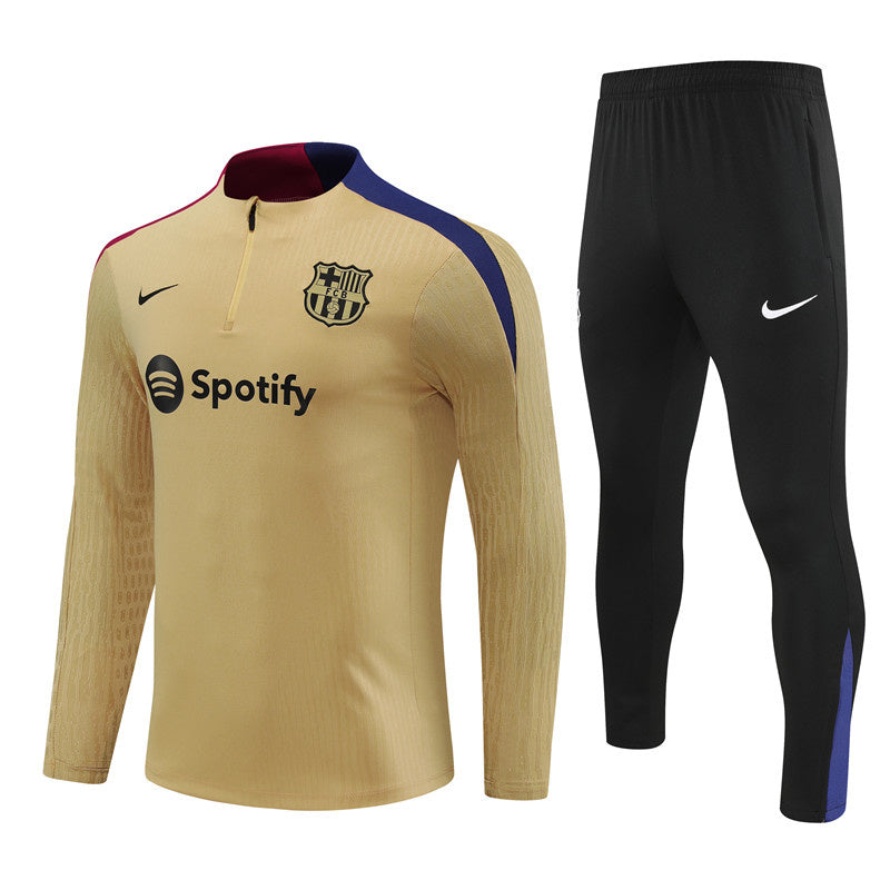 Barcelona Half Zip 2024/2025 Training Kit Gold - Retro Shirt Stories