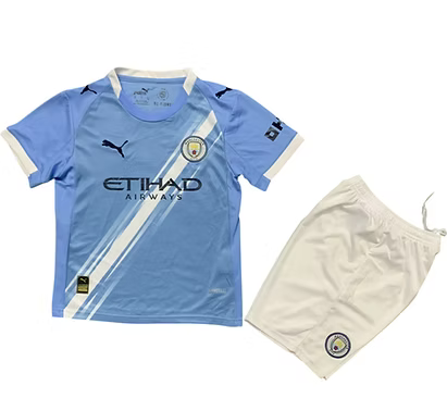 Manchester City Home Kids Kit 2025/2026 - Retro Shirt Stories