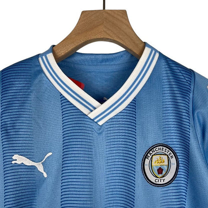 Manchester City Home Kids Kit 2023/2024 - Retro Shirt Stories