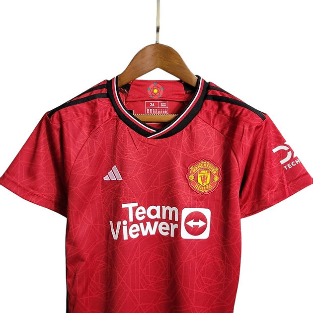 Manchester United Home Kids Kit 2023/2024 - Retro Shirt Stories