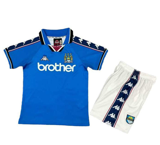 Retro Manchester City Home Kids Kit 1997/1999 - Retro Shirt Stories