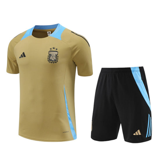 Argentina 2024 Kids Training Kit Gold - Retro Shirt Stories