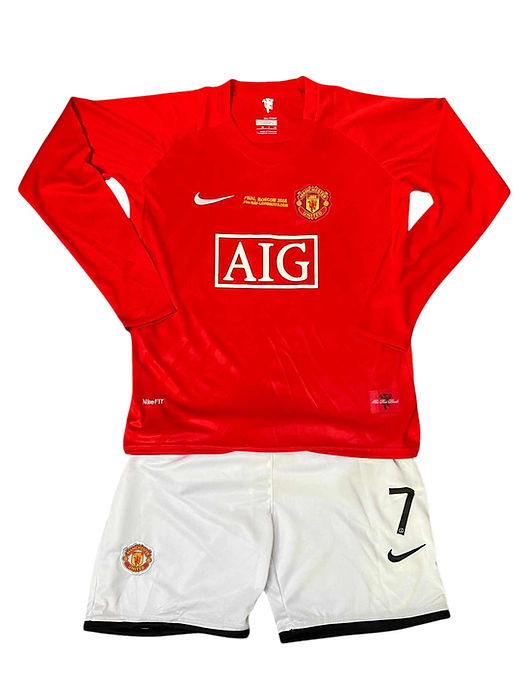 Retro Manchester United LS Home Kids Kit 2007/2008 - Retro Shirt Stories
