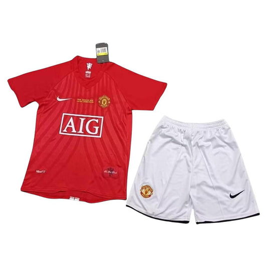 Retro Manchester United Home Kids Kit 2007/2008 - Retro Shirt Stories