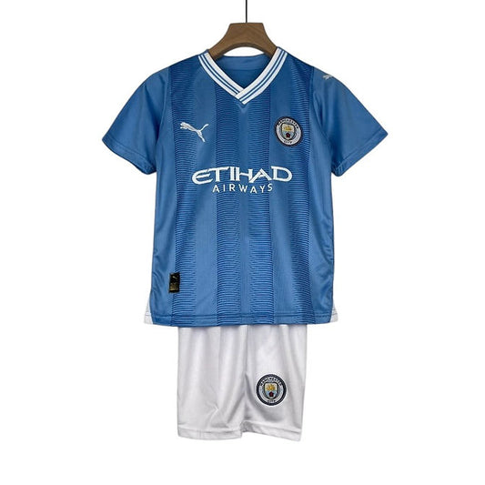 Manchester City Home Kids Kit 2023/2024 - Retro Shirt Stories