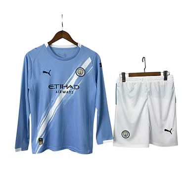 Manchester City LS Home Kids Kit 2025/2026 - Retro Shirt Stories