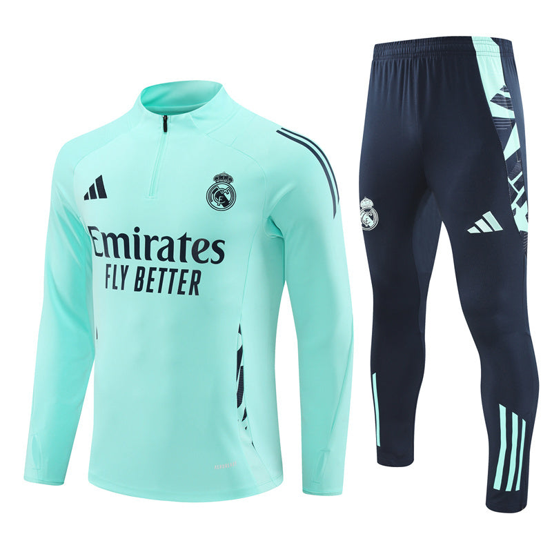 Real Madrid Half Zip 2024/2025 Training Kit Green - Retro Shirt Stories