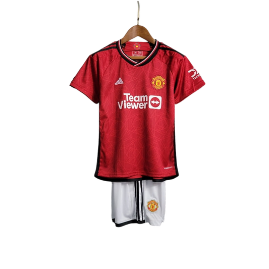 Manchester United Home Kids Kit 2023/2024 - Retro Shirt Stories